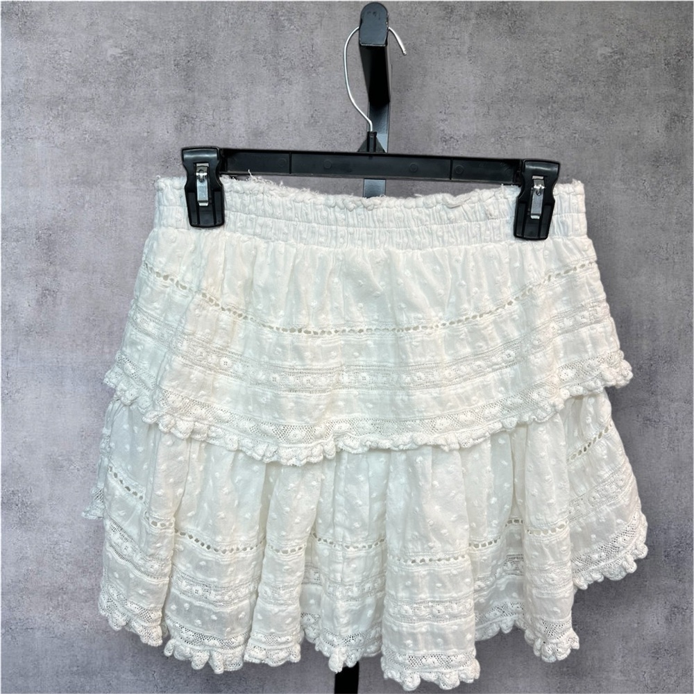 Loveshackfancy Ruffle Mini Skirt Cotton White size Medium